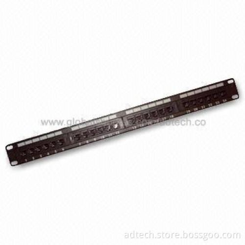CAT5e Patch Panel with Unshielded UTP and 24-port RJ-45 Jacks